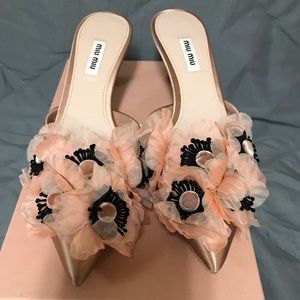 MIU MIU flower embellished dress heels BRAND NEW